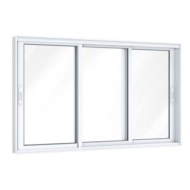 Imagem de Janela de Correr Alumínio Lateral 3 Folhas Móveis Lucasa Eccellente 100cmx150cm Branco