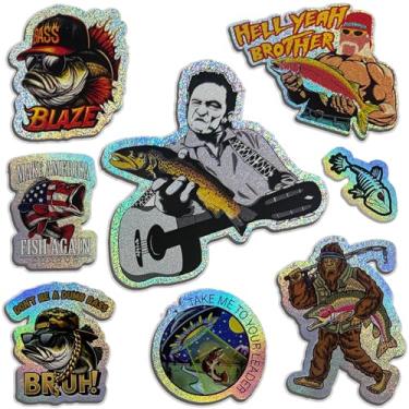 Imagem de 105 peças de adesivos engraçados de pesca para papai, decalques holográficos à prova d'água para caixas de equipamentos e laptops, presentes para pescador e namorado