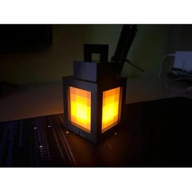 Imagem de Luminária abajur de mesa iluminação divertida gamer lampeão COM vela Led MCraft Creeper com película, luz noturna portátil para decoração de quarto de crianças ou jogadores