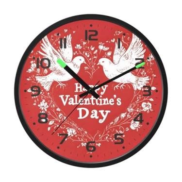 Imagem de SEHANY Relógio de parede com coração de dia dos namorados, silencioso, sem tique-taque, operado por bateria, controle de som, luz noturna, relógios de parede para sala de estar, cozinha, quarto