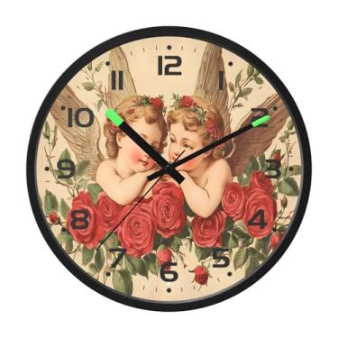 Imagem de SEHANY Lindo relógio de parede anjo silencioso sem tique-taque relógio redondo operado por bateria 30 cm controle de som luz noturna relógios de parede para sala de estar, cozinha, quarto, escritório