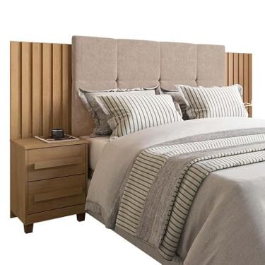 Imagem de Cabeceira Ripada Estofada Casal/Queen/King Com 2 Criados Suí­ça RV Móveis Cinamomo