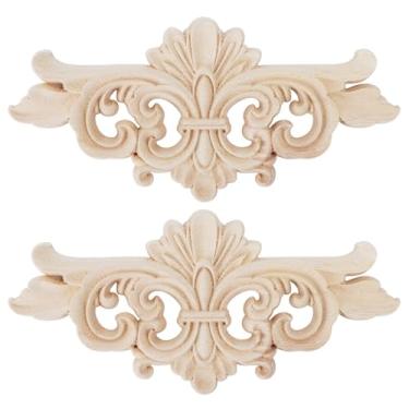 Imagem de Pissente Aplicação de Madeira Entalhada, 2 Peças Elegante Decoração de Móveis Com Padrão de Entalhe Requintado, para Decoração de Porta de Quarto de Hotel Casa Armário Janela (16 * 7.5CM)
