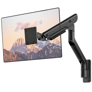 Imagem de monTEK Suporte de parede de monitor único resistente para telas Ultrawide de 17 a 57 polegadas até 27 kg, braço de monitor de parede de alumínio premium com ajuste de movimento total, elevação