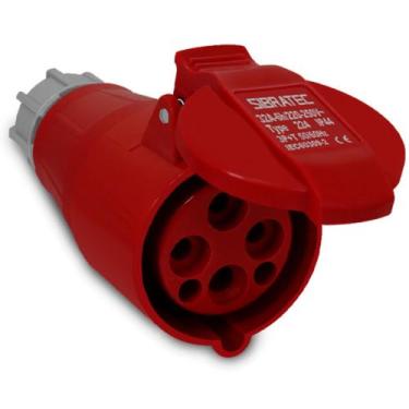Imagem de Plugue Tomada Industrial Pendente 224 3P+T 380V 32A Vermelho - Sibrate