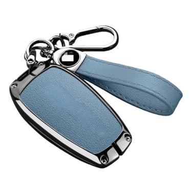 Imagem de Capa de liga de couro para chave remota de carro compatível com Subaru WRX XV Crosstrek Legacy BRZ Forester Impreza STi Outback 2015-2019(A-blue ring)