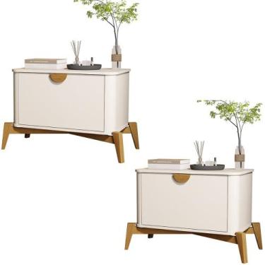 Imagem de Kit de Mesa de Cabeceira Buriti com Pés de Madeira Maciça - Loja DoceL