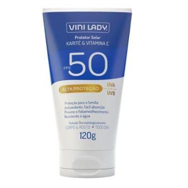 Imagem de Protetor Solar FPS 50 Corpo e Rosto Karité Vitamina-E 120g Vini Lady-Unissex