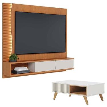 Imagem de Home Suspenso Egeu Freijó Off White com Mesa de Centro Jeri Off White 