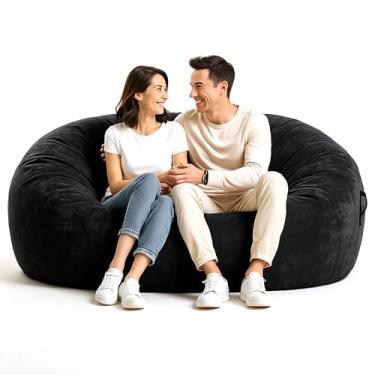 Imagem de Codi Cadeira pufe de 1,8 m para adultos – Espreguiçadeira de espuma grande com capa lavável – Assentos confortáveis para sala de estar, dormitório ou sala de mídia – preta