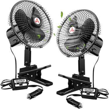 Imagem de Tujoe 2 peças de ventilador portátil de carro de 18 cm com acendedor de cigarro de carro, ventilador oscilante de 12 volts, ventilador oscilante de 12 volts, veículo automotivo, ventilador giratório