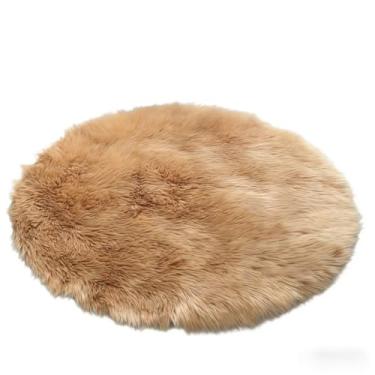 Imagem de Tapete Redondo de Pelo - Decoração Elegante para Casa, Ideal para Salas, Quartos e Cenários de Fotos, Macio e Aconchegante (Bege,M (80cmx80cm))