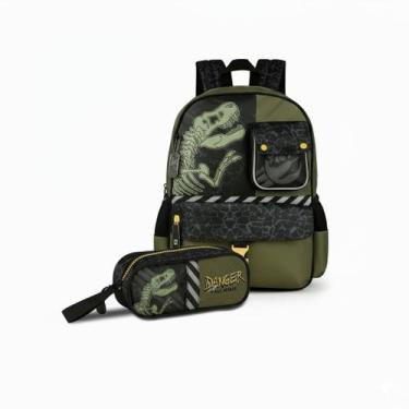 Imagem de Kit Mochila De Costas E Estojo Duplo T-Rex - Clio