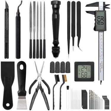 Imagem de QeeaHuuo Kit De Ferramentas Para Impressora 3D Ferramentas Essenciais Para Impressora 3D Para Remoção, Alisamento, Acabamento, Rebarbação, Cravação, Perfuração Acessórios Para Impressora 3D Para Bam