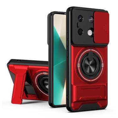 Imagem de SORAKA Capa para Xiaomi Redmi Note 13 Pro 5G com suporte,proteção de lente com janela e capa dupla de PC e TPU compatível com suporte magnético para carro