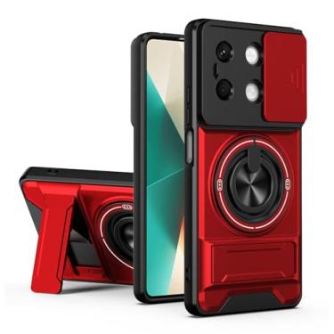 Imagem de SORAKA Capa para Xiaomi Redmi Note 13 5G com suporte,proteção de lente com janela e capa dupla de PC e TPU compatível com suporte magnético para carro