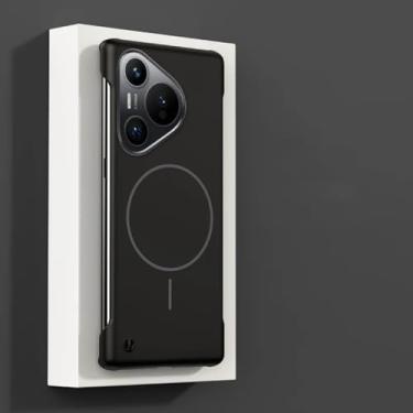 Imagem de HJZSZX Capa ultrafina sem moldura para Huawei Mate 60 Pro com carregador magnético sem fio (para Huawei Mate 60 Pro/preto)