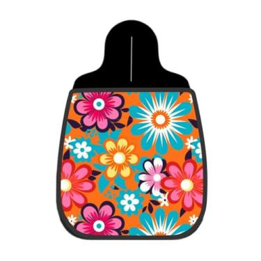 Imagem de Lixeira De Carro Organizador Lixinhocar Floral Vibrante Fundo Laranja