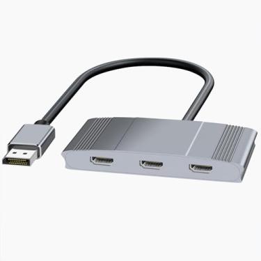 Imagem de XinYaa Divisor DisplayPort para HDMI para adaptador de vários monitores, divisor HDMI 4K a 60Hz, tela estendida, hub MST de 1 entrada e 3 saídas para modo de exibição estendido ou clonado, porta HDMI