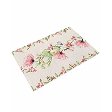 Imagem de Tapete de banho, flores de papoula, microfibra macia, felpudo, tapetes de banheiro, rosa, verde, floral, planta, lavável, tapete de banho para banheiro, tapetes de pelúcia para chuveiro 45,7 x 76,6 cm