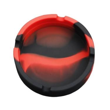 Imagem de Cinzeiros para cigarros, 1 peça de cinzeiro redondo colorido de silicone para sala de estar, quarto, mesa de trabalho, cinzeiro ao ar livre (vermelho)