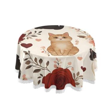 Imagem de Qilmy Toalha de mesa redonda de palmeira de treliça verde, 152 cm, resistente à água, à prova de derramamento, capa de mesa grande para jantar de reunião de família em ambientes internos e externos