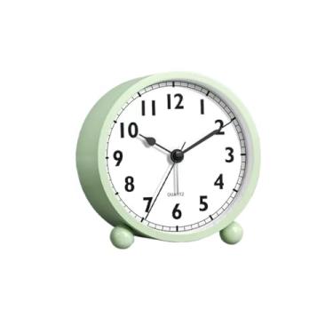Imagem de Despertador analógico para quarto, relógio pequeno com luz noturna, operado por bateria, para sala de estar, quartos, relógio de mesa (verde, 8 cm)