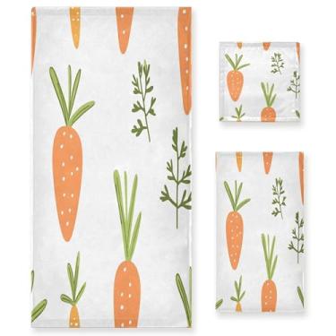 Imagem de xigua Conjunto de toalhas de banheiro de cenouras fofas absorventes macias 3 peças toalha de banho toalha de mão toalhas decorativas para banheiro, academia, hotel, praia, piscina