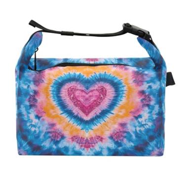 Imagem de STAYTOP Lancheira Love Heart Tie Dye com alça de fivela, lancheira isolada para meninos e meninas, lancheira térmica para trabalho escolar