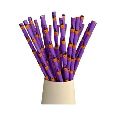 Imagem de Utensílios De Festa De Halloween Roxos, Pratos Descartáveis, Guardanap