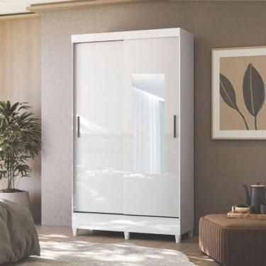 Imagem de Guarda-roupa Solteiro 2 Portas 2 Gavetas Com Espelho Branco
