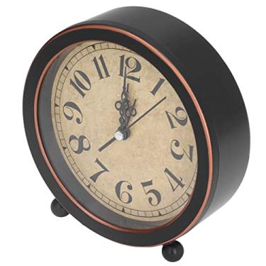 Imagem de Despertador de mesa retrô silencioso de 5,3 polegadas, relógio de mesa analógico operado por bateria com algarismos árabes pretos fáceis de ler, para decoração escolar e escritório em casa e presente