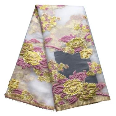 Imagem de ZhenGuiRu Tecido de renda africana 5 metros, tecido de renda jacquard bordado nigeriano para costura de festa de casamento
