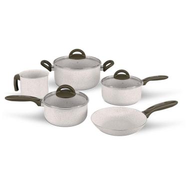 Imagem de Jogo De Panelas 5 Peças Vanilla Em Alumínio E Revestimento Cerâmico Antiaderente Ceramic Life Brinox