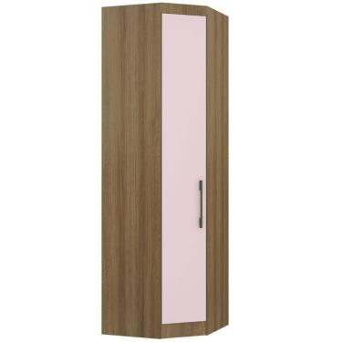 Imagem de Guarda Roupa De Canto Diagonal Modulado 70cm 1 Porta Paris Luciane Móveis Avelã Pf Com Rosa Pf