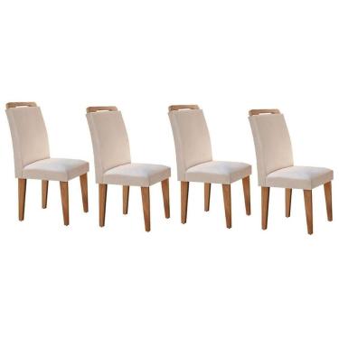 Imagem de Kit 4 Cadeiras De Cozinha Athenas 4 Un Imbuia Capuccino Suede Creme Rufato