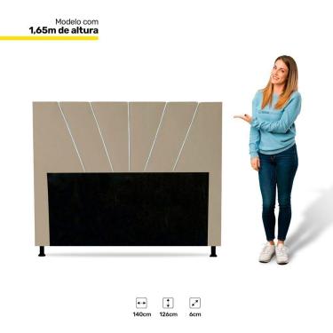 Imagem de Cabeceira Cama Box Casal Dallas 140Cm Veludo Bege - Abmaza