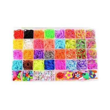 Imagem de Kit De Miçangas E Elásticos Vibrantes De 32 Cores (4300 Peças) Para Pu