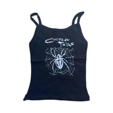 Imagem de Camiseta Feminina Gótica Com Estampa De Teia De Aranha, Estilo Harajuk