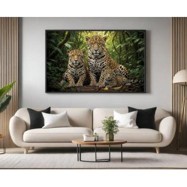 Imagem de Quadros Decorativos com Moldura Familia Onca 1 Filhote  para Sala Quar