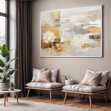 Imagem de Quadros Decorativos com Moldura Abstrato Flor Lotus  para Sala Quarto 