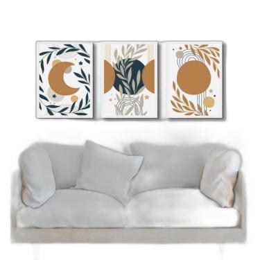 Imagem de Kit 3 Quadros Bohos Luas Escandinavas 33X24Cm