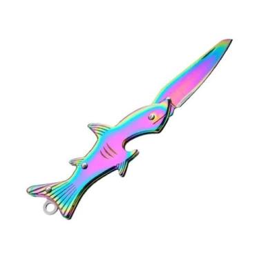 Imagem de Canivete Portátil Mini Dobrável Tático Shark EDC Ferramenta Chaveiro C