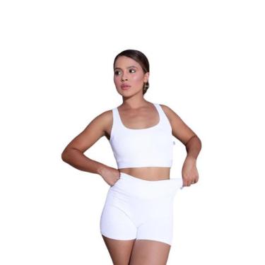 Imagem de Conjunto Academia Microfibra Stretch PINA - PINA FitnessWear, G, Branc