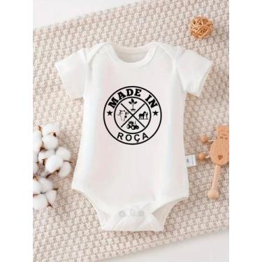 Imagem de Body Para Bebê Mes Versário Country em Suedine Macio Farmfun, Branco, 