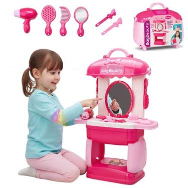 Imagem de Maleta Maquiagem Menina Penteadeira Rosa Presilha Bag Oferta - BAMBOLA