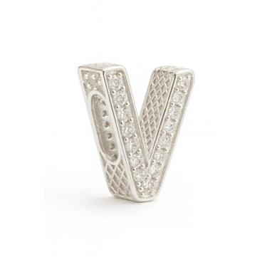 Imagem de Berloque Letras Cravejado Prata 925 - Princesa Das Pratas, Prata