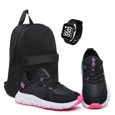Imagem de Combo Tênis Feminino Ortopédico Ultra Leve e Confortável Mochila e Rel