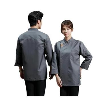 Imagem de Uniforme De Chef Preto, Camisa De Cozinha De Manga Longa, Roupa De Tra