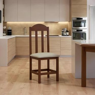 Imagem de Conjunto 2 Cadeiras de Madeira Maciça Escura Assento Bege - Repleta